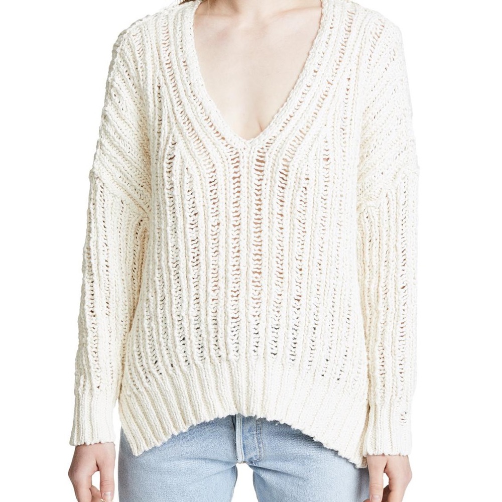 Free People Infinite Ivory V Neck Sweater